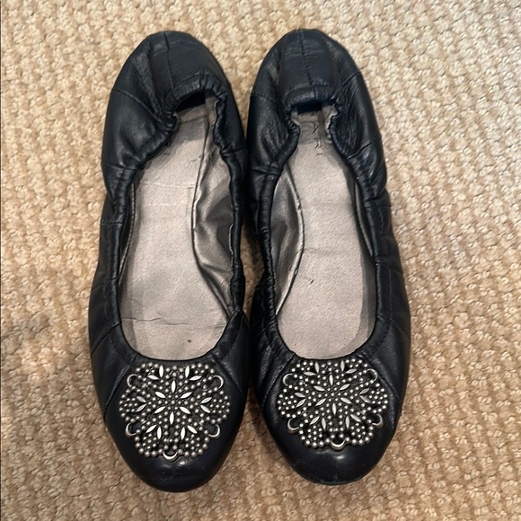 Tahari Black and Silver Embellished Flats - Picture 1 of 4